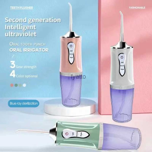 Autres appareils Irrigateur oral portable, fil dentaire rechargeable par USB, réservoir d'eau de 240 ml, nettoyeur de dents étanche, désinfection violette H240322