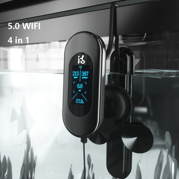 Autres poissons d'aquarium Ibowl WIFI 5 0 5 0Pro Détecteur 6 en 1 Affichage numérique Moniteur de qualité de l'eau PH TDS EC température machine 230802