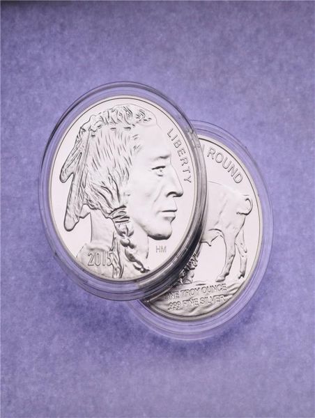 Otras artesanías y manualidades 1 oz 999 Fine American Silver Buffalo Rare Coins 2015 Brass Silver Coin8372529