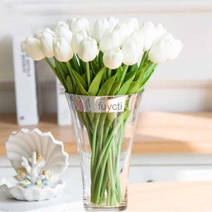 Autres arts et métiers 10 fleurs artificielles de tulipes, fleurs au toucher réel, décoration de mariage, bouquets de mariée, tulipes en PU pour décoration de vase de fête à domicile YQ240111