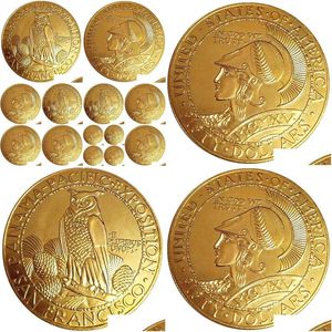 Autres arts et métiers 1915 S 50 Gold Panama Pacific Round Commémorative Plaqué Copie Pièces Drop Livraison Home Garden Cadeaux Dhepw