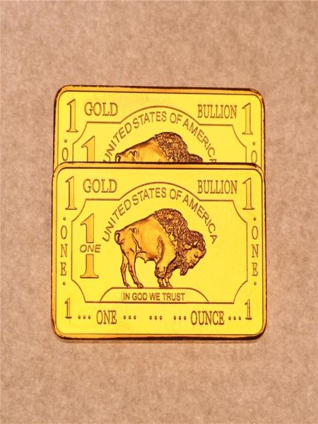 Autres arts et artisanat 1 oz 24 km plaqué les États-Unis Buffalo Gold Bar Bullion Coin Collection1892718