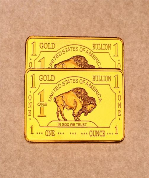 Autres arts et artisanat 1 oz 24 km plaqué United States Buffalo Gold Bar Bullion Coin Collection3761611