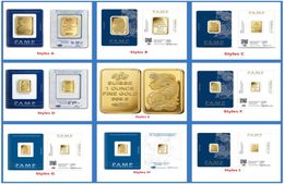 Autres arts et artisans 24k plaqué Gold 25G5G10G1oz Suisse Gold Bar Bullion Paquet scellé avec numéro de série indépendant C3078617