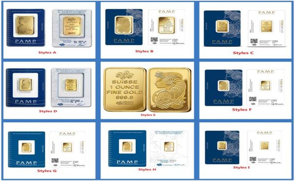 Autres arts et artisanat 24k plaqué Gold 25G5G10G1oz Suisse Gold Bar Bullion Paquet scellé avec numéro de série indépendant C1234228