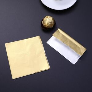 Autres arts et métiers 300pcs 10 x 10 cm épaississement or chocolat emballage feuille d'étain papier bonbons aluminium gaufrage 2810