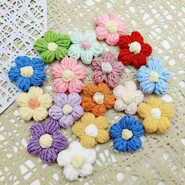 Otras artes y manualidades 4,5 cm Flor DIY Tejido a mano Flor de hojaldre Leche Algodón Lana Gancho de mano Flor Manual Ropa Accesorio Zapatos Sombreros Suministros para manualidades YQ240111