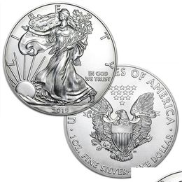 Otras artes y artesanías Estatua americana de la libertad Águila Moneda Sier Plateado Colección conmemorativa Nuevo regalo Decoración del hogar Drop Deliv Dhfqb
