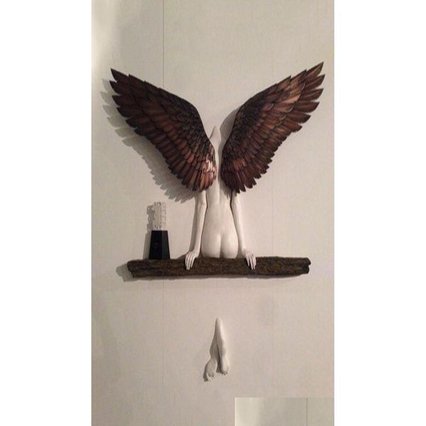 Autres arts et métiers Art Scpture Mur 3D pour salon Chambre Décoration Décor à la maison Statue de jardin oeuvre Angel Wings SD 210326284 Otgga