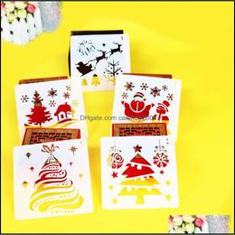 Andere kunst- en ambachten Arts, Gifts Home Garden Kerstmis Santa Clausule Rendier Sneeuwdiy Laad Stencils Painting Scrapbook Coloring Embos