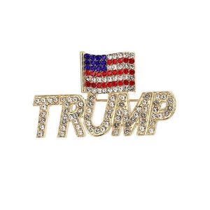 Autres arts et métiers Bling Diamond Broche Trump Campagne républicaine patriotique américaine Pin Badge commémoratif 2 Styles Drop Delive Dhjla