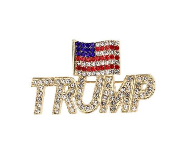 Otras artes y artesanías Bling Diamond Trump Broche Campaña republicana patriótica estadounidense Pin Insignia conmemorativa 2 estilos