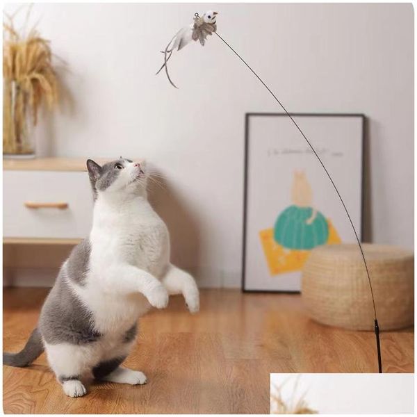 Autres Arts et artisanat Chat Jouant Baguette Plume d'oiseau avec cloche détachable Powerf Ventouse Jouets interactifs pour chats Chaton Chasse E Ot3Cb