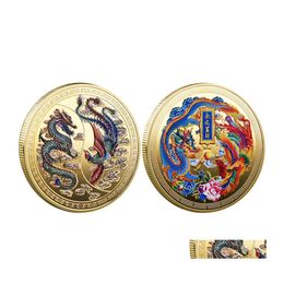 Andere kunsten en ambachten Chinese munten met draken Phoenix 45mm verzamelobjecten munten gelukkige herdenkingsmedaille vergulde souvenir voor d dhqoz