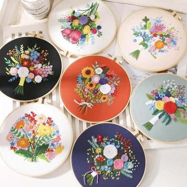 Autres arts et métiers Kit de broderie de fleurs DIY Couture Modèle de plante d'intérieur Needlecraft pour débutant 282q