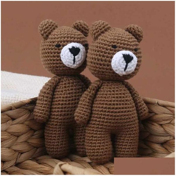 Autres arts et métiers Clogget fait à la main Ours en peluche en peluche en tricot doux cadeau doux pour garçons filles cadeau anniversaire 5 pouces goutte Dhkqd