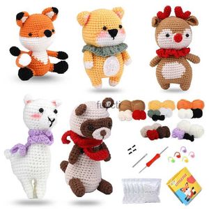 Other Arts and Crafts KRABALL Crochet Animal Kit for Beginners With Video Tutorial Cotton Knitting Yarn Thread Needles Hook Knit Tool Set DIY Craft YQ240111