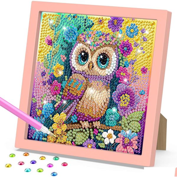 Otras artes y manualidades Kits de pintura de diamantes de búho para niños con marco DIY Kit de arte de gemas fácil Niñas Niños Adt Principiantes Entrega directa a casa G Ot0E5