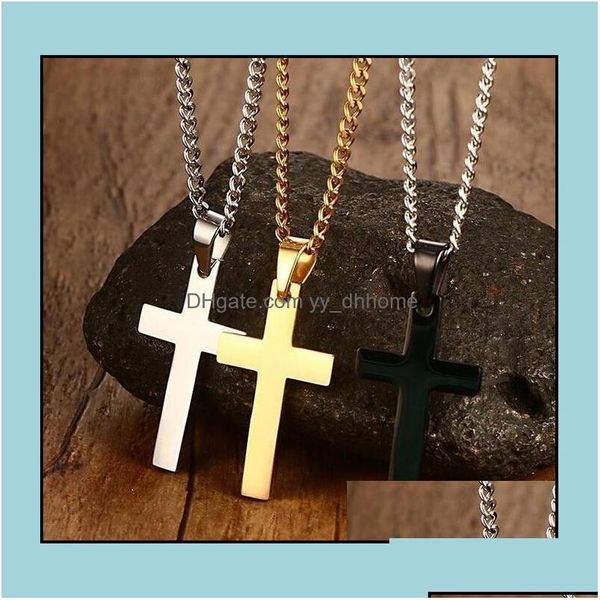 Autres arts et métiers pendentif colliers pendentifs bijoux en acier inoxydable croix mens religion foi crucifix charme chaîne en titane pour DH3Qj