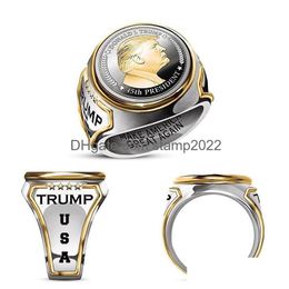 Autres arts et métiers Trump Bague commémorative Sier Le 45ème président américain Memorial Souvenir Drop Livraison Home Garden Dhazp