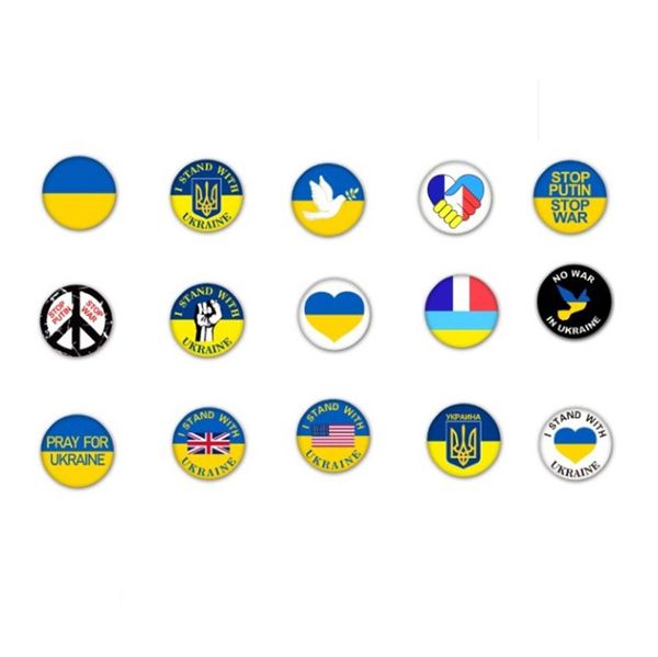 Autres Arts Et Métiers Drapeau Ukrainien Souvenir Insigne Broche Priez Pour L'Ukraine Je Me Tiens Avec L'Ukraine Paix Pas De Guerre Soutien Protestation Décoration ZL0716