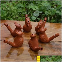 Otras artes y manualidades Water Bird Whistle Whistles de cerámica Vintage Clay Ocarina Warbler Song Chirps Niños de baños juguetes Drop entrega dhgmw