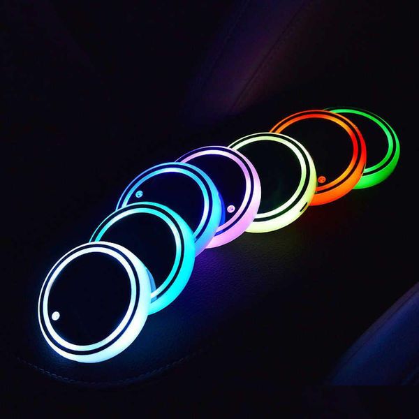 Other Auto Electronics 1Pc Usb Charging Car Led Cup Holder Water Bottom Mat Rgb Light Decor Er Lumineux Garniture Lampe Ornement Coaster Acc Dhu8L