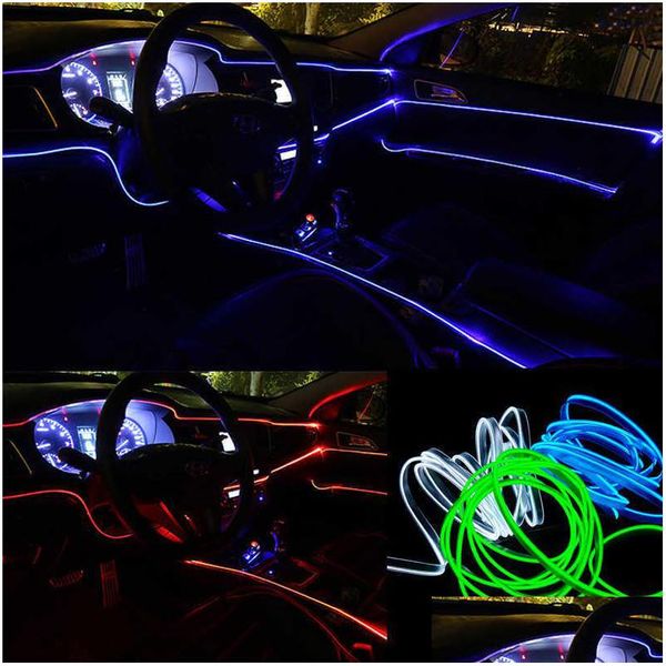 Autre Auto Electronics 3 / 5M El Cold Line Flexible Car Lights 12V Led Neon Wire Lamps On Light Strip Décoration intérieure Drop Deliver Dhaer