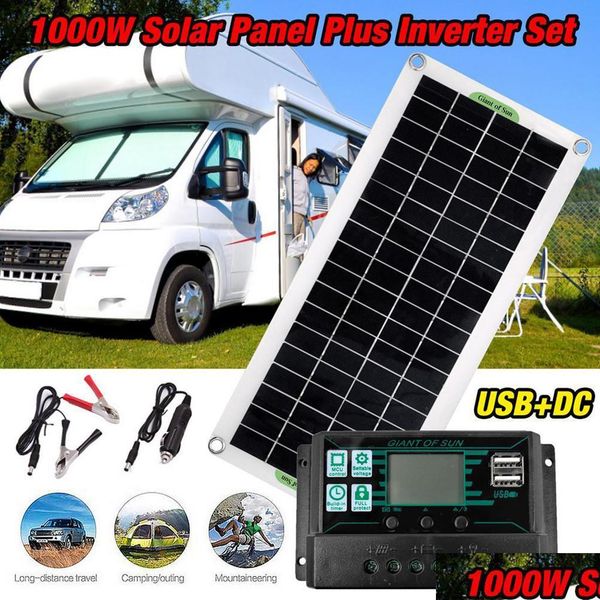 Otra electrónica para automóviles 30W RV Barco Paneles solares Kit con controlador de carga Inversor para el hogar 60A 100A Generador de energía portátil Coche D DHP4V