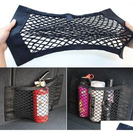 Andere Auto-elektronica Auto Achter Achter Mesh Kofferbak Zetel Elastisch Netto Magic Sticker Universele Opbergtas Pocket Cage Organizer35654 Dhdsa