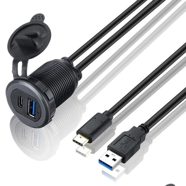 Otros electrónica automática de panel de montaje U USB macho a hembra Tipe C de extensión protegida con luz indicadora para la motocicleta del camión del automóvil D OT7G2