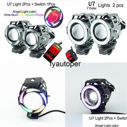 Autre lampe frontale LED de moto électronique auto 12V 125W Moto Auxiliary Light Fog Lamp Super Bright Spotlights Motorbike Headlight Car Ottve