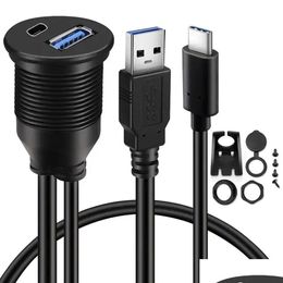 Autre électronique Auto Electronics USB 3.0 Type C 3.1 Car F du tableau de bord Panneau de tableau de bord Extension étanche pour le bateau de camion Motorcycle 1M Drop livraison OTFLY