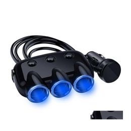 Otros dispositivos electrónicos para automóviles Yantu 12V / 24V 120W Negro Coche USB Encendedor de cigarrillos Adaptador Socket Splitter Convertidor 5V 3.1A Cargador con Blu Dh4P6