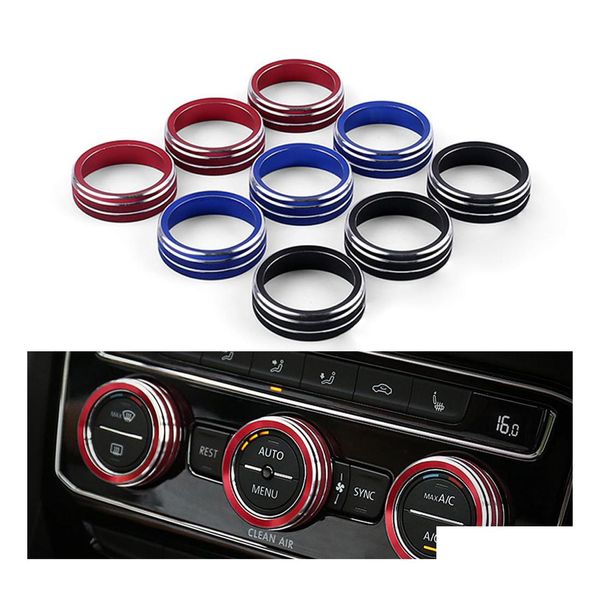 Otras piezas de automóviles 3 unids/set perilla de aire acondicionado de coche anillo Er decorativo ajustar botones de interruptor de Control de clima para Vw Tiguan Atlas Tro Dhuuz