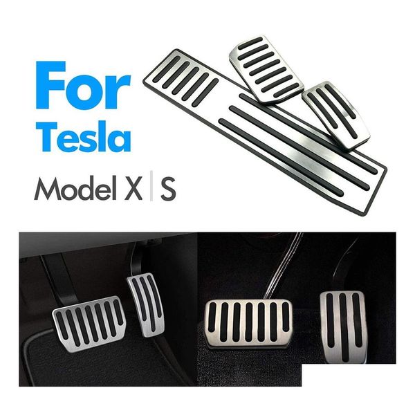 Autres pièces automobiles Pédale de frein de voiture Ers pour Tesla Model S X Repose-pieds à gaz en acier inoxydable Tapis modifiés Tapis Er Styling Accessoires Dro Dhb0Y