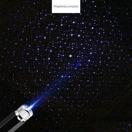 Andere auto -onderdelen Auto dak Star Night Lights Interieur Decoratief licht USB LED Laser Projector met wolken sterrenhemelverlichting Effect Dhyjd