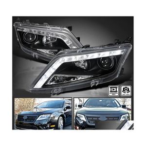 Autres pièces automobiles Convient Noir 20102012 Ford Fusion Led Strip Projecteur Phares Phares Paire Drop Delivery Mobiles Motos Ot14Q