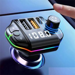Autres pièces automobiles Transmetteur FM Voiture Compatible Bluetooth A10 Colorf Atmosphère Lumière BT 5.0 Charge Lecteur MP3 Chargeur Drop Livraison Otsb9