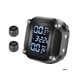 Andere auto -onderdelen Motorfiets TPMS Banddruk Monitoring Systeem Motor Bandbanden LCD Display Alarm Drop levering Mobiles Motorfietsen Dh7pg