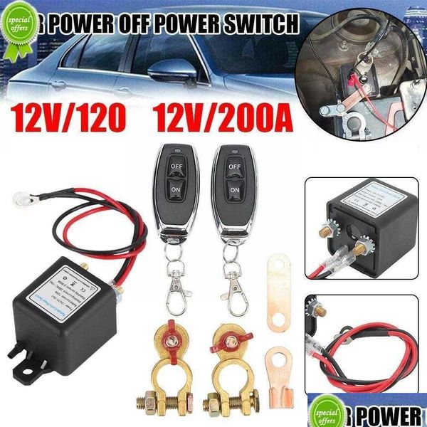 Otras piezas de automóvil Nuevo 12V 120A 200A Interruptor de batería Relé Control de aislador remoto inalámbrico Desconectar Corte C1J3 Entrega de gota Automob DHVAM