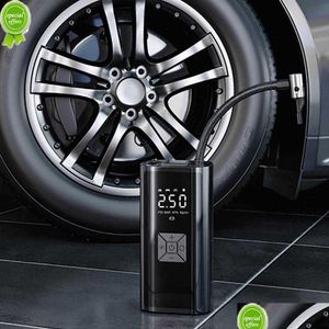 Autres pièces d'auto Nouvelle pompe à air de voiture portable 12V 6000mah Compresseur Gonfleur de pneu avec chargement de téléphone portable Convient à la moto de camion Bicyc Dhwyk