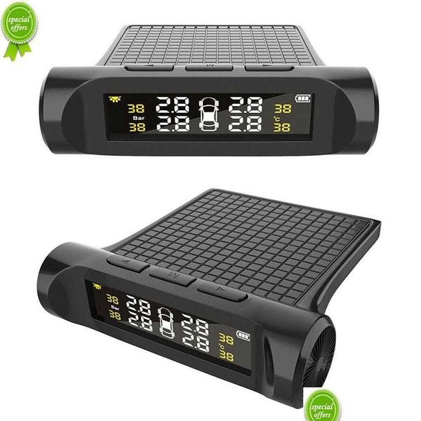 Otras piezas de automóvil Nuevo TPMS Sensor Sistema de monitoreo de presión de neumáticos de automóvil Medidor de prueba de neumáticos Medidor de pantalla LCD digital Probador Accesorios Drop DHKW0