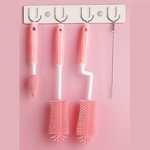 Other Baby Feeding 3pcs Born Baby Bottle Cleaner Brosses Silicone 360 Degrés Rotation Longue Poignée Bébé Lait Bouteille Tétine Tasse Brosse De Nettoyage 221119