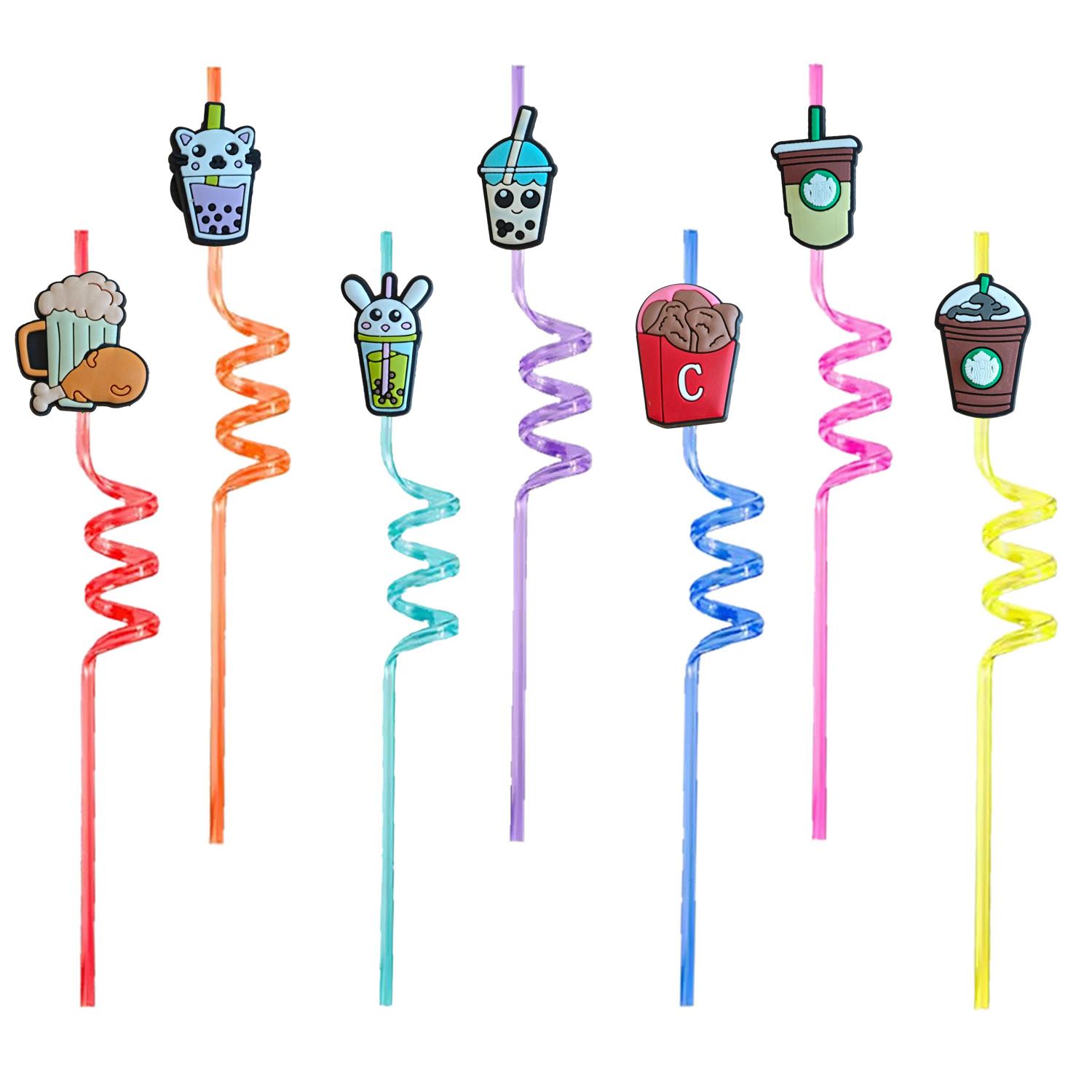 Other Baby Feeding Beverages 19 Themed Crazy Cartoon Sts Reusable Plastic Drinking For Girls Birthday Decorations Summer Party Pop Sup Otquk