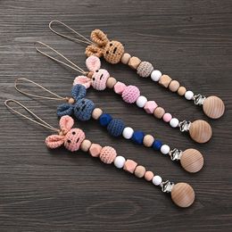 Autre bébé alimentation en bois sucette clip bois crochet lapin dentition sucette chaîne pour BPA gratuit soins infirmiers mâcher jouet porte-factice 231025