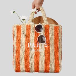 Autres sacs été sac de paille rayé sac à main de créateur pour femmes bonbons coloré voyage à la main papier corde sac à main 230712