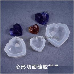 Andere bakware 1PCS 3D Love Heart Design Sile Cake Mold Diamond Soap Mods Diy Car Pendant Gips gips harten Handgemaakte kaarsen mal Dhevh