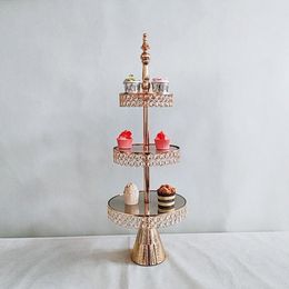 Overige bakvormen 2-3 lagen goud zilver metalen taartstandaard rond bruiloft verjaardagsfeestje dessert cupcake voetstuk displayplaat thuis Deco328V