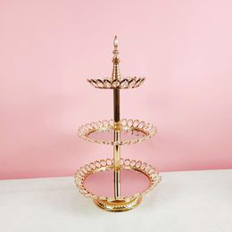 Otros Bakeware 3 TIERS Cupcake Stand Gold Mirror Poss Tools Decoration Herramientas para bodas de boda